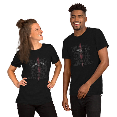 Just Ask Bro - Short-Sleeve Unisex T-Shirt Dark - Red/White